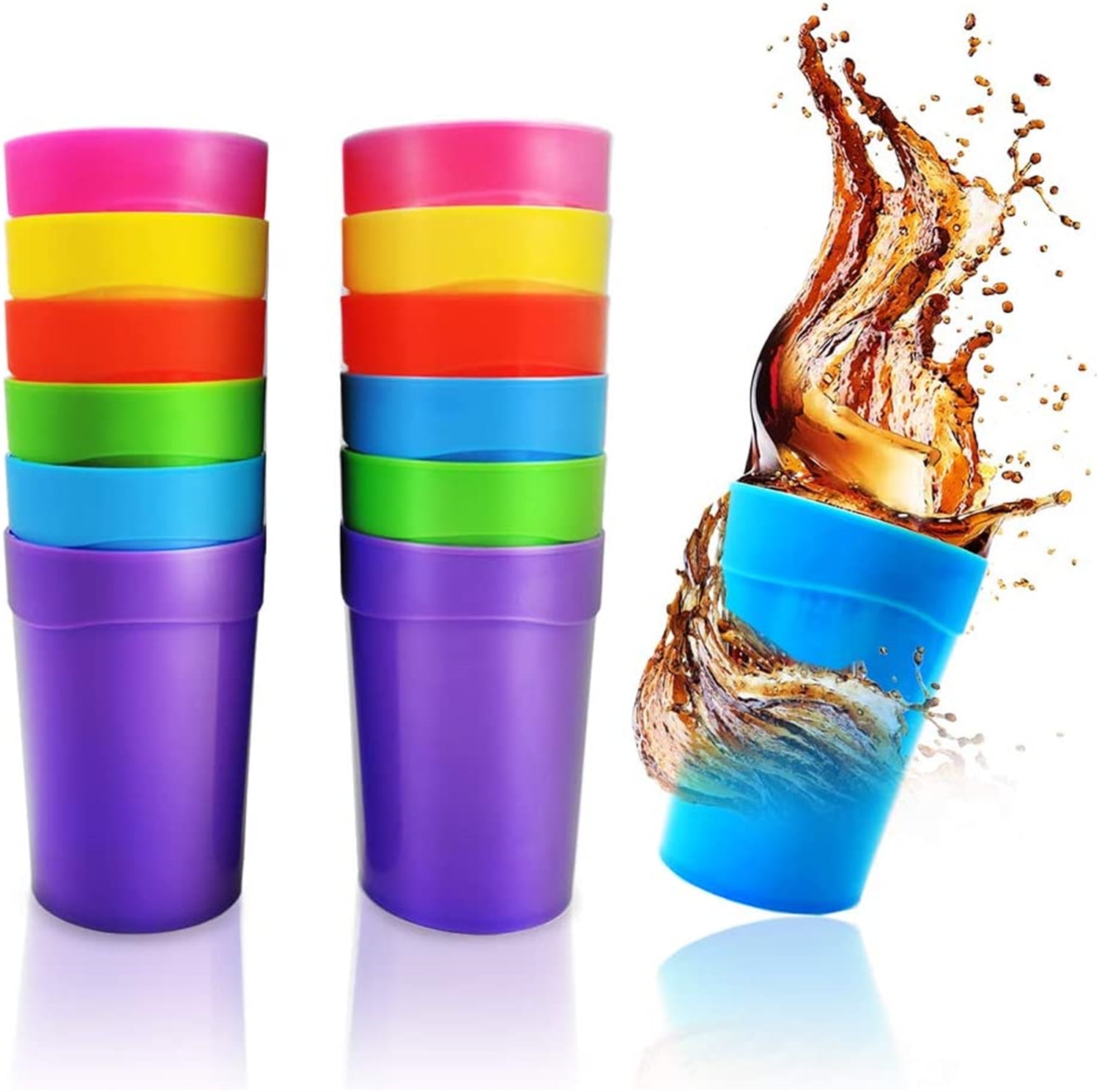 6.5 Ounce Kids Cups, 12 Pack Kids Plastic Cups in 12 Assorted