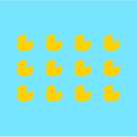 Set of 12 Vinyl Wall Art Decals - Little Ducks - 5" x 5" Each - Cute Fun Home Indoor Outdoor Bedroom Living Room Apartment Nursery - Shower Bath Time Nursery Playroom Decor (5" x 5", Yellow)