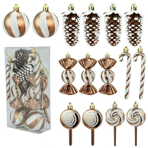 Set of 15 Christmas Tree Ornaments, Kvago Hanging Candy Cane Decorations Swirl Lollipop Christmas Ball Ornaments with Rope for Home Xmas Tree Party Holiday Decoration (Brown)