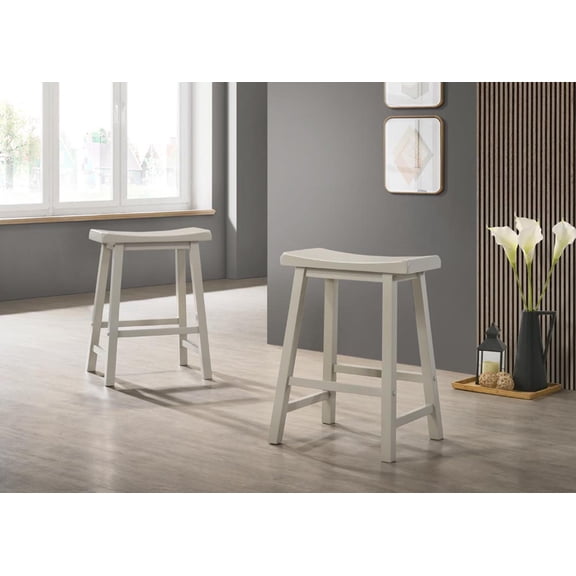 Set 17.5" Of 2 Alonzo Light Gray Backless Ergonomic Counter Height Stool,Light Gray Solid Wood Furniture Dining Seating for Dining