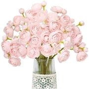 Set of 18 Pink Artificial Flower DIY Bouquet,Faux Peony Table Centerpieces,Silk Flowers Arrangements Decorations,for Bridal Wedding Birtday Home Party Decor