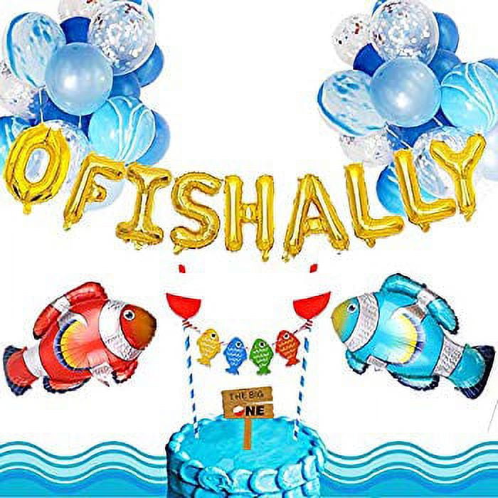 Set of 19 Ofishally one Birthday Decoration The Big One Birthday Balloons  1st Birthday Fisherman Banner Fishing Party Supplies Little Fisherman Party  Balloons 