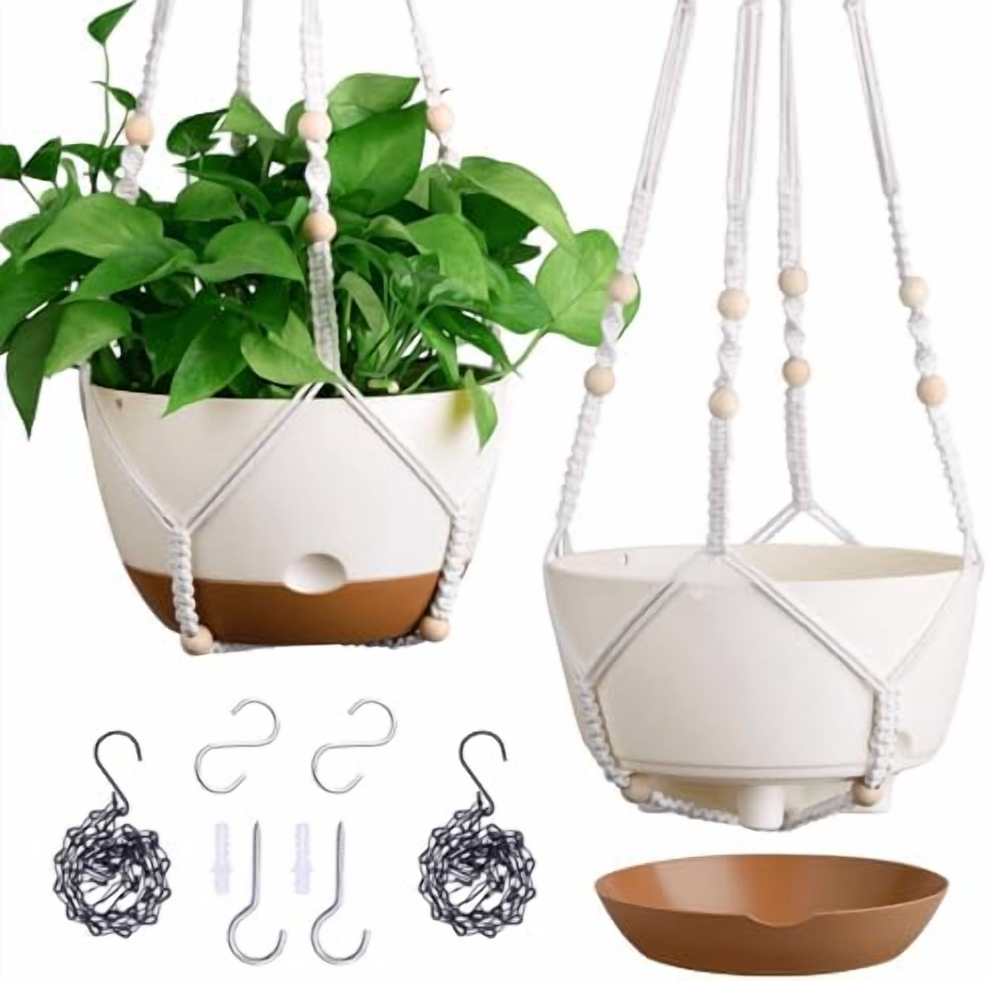 Set of 2-10 Inch Hanging Planters for Indoor Plants with Self-Watering ...