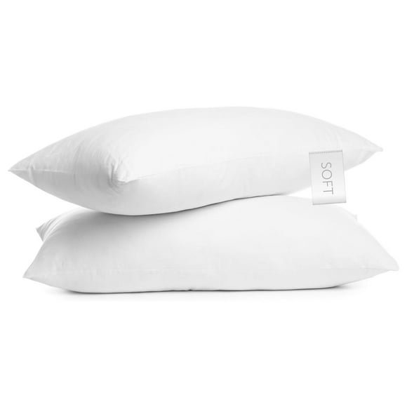 Set of 2 100% Cotton Hotel Pillows - Made in USA Hypoallergenic Pillows with Down Alternative Fiber Fill for Side & Back Sleepers - Three Comfort Levels - (King, Silver/Soft)