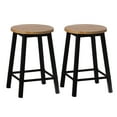 thumbnail image 1 of Set of 2 17.5-Inch Rustic Round Solid Wood Counter-Height Bar Stool with Footrest and Durable Steel Frame, Perfect for Dining Room, Kitchen Island and Home Bar - Ideal for Indoor and Outdoor Parties, 1 of 7