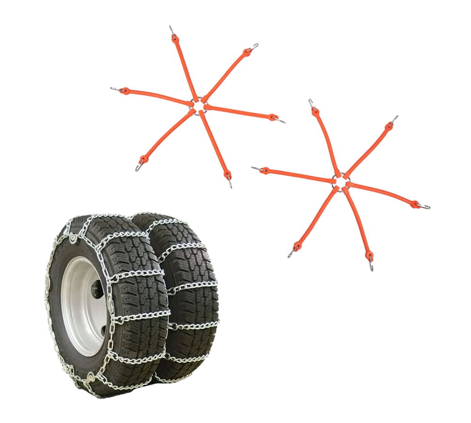 (Set of 2) 24.5" Twist Link Dual Snow Tire Chain for Semi Trucks & 2Pc