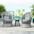 thumbnail image 1 of [Set of 2] 26.7" Modern Silver Grey Swivel Wicker Lounge Chair with PE Rattan and Iron Frame, Featuring a Stylish Round Design, Perfect for Living Room, Patio, or Balcony Relaxation, 1 of 5