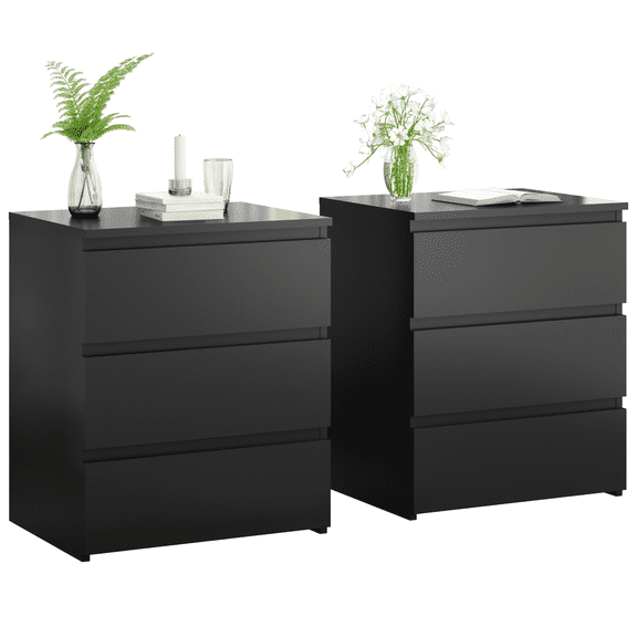 (Set of 2)3 Drawer Dresser, Small Dresser for Closet, Wooden Nightstand for Bedroom, Chest of Drawers Side Table Storage Cabinet for Home Office Entryway Hallway, Each box Contains Two Side Tables No