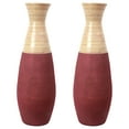 thumbnail image 1 of Set of 2 31.5 inch Tall Handcrafted Bamboo Floor Vase, Burgundy and Natural Finish, Decorative Accent, Large Floor Vase, Sustainable Bamboo, Living Room, Dining Room, Entryway Decor, 1 of 7