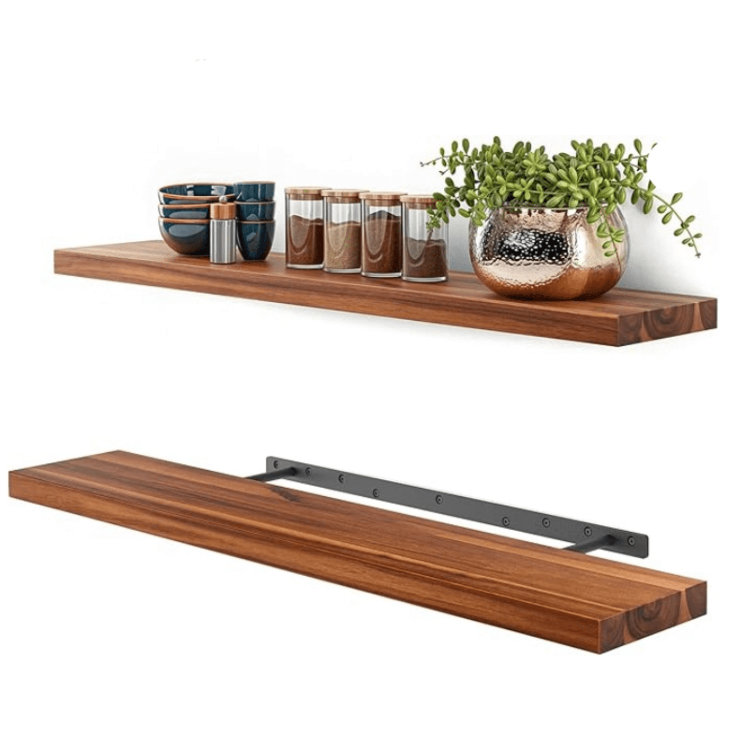 Set of 2 36"   Floating Shelves Wall  unte – Rustic Farmhouse  den Wall Storage Shelf for Bedroom, Kitchen, Home  - Brackets an Shelving Hardware Include (Acacia, 36inch)