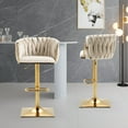 thumbnail image 1 of Set of 2 360° Swivel Vintage Bar Stools with Backrest and Footrest, Height Adjustable Counter Bar Stools, 20.47H''Kitchen Island Counter Chair, for Dining, Bar, Kitchen, Ivory, 1 of 9