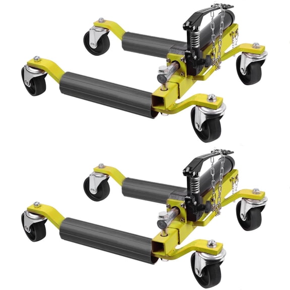 Set of 2 /4 Car Wheel Dollies, 1500 LBS Capacity Wheel Dolly with Hydraulic Tire Jack and Ratcheting Foot Pedal, Heavy Duty Vehicle Positioning Tool for Truck, RV and Trailer