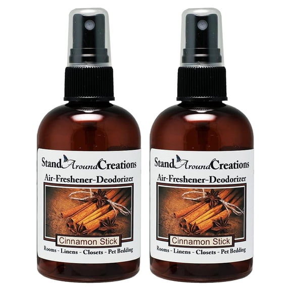 Set of 2-4oz.Concentrated Spray Air-Freshener/Deodorizer - Scent: Cinnamon Stick - Great for: Cars, Offices, Closets, Air-Conditioners, Pet Beds, Yoga Mats, Litter Boxes, laundry rooms & smoke odors.