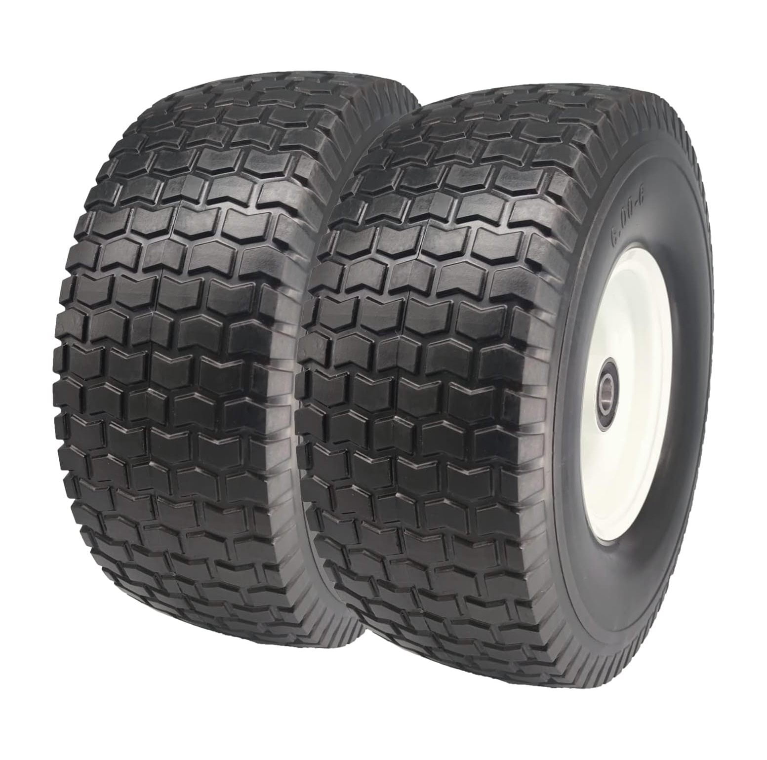 Set of 2 5.006 Tire and Wheel with 3/4 & 5/8 Bearings, 3” Hub Flat