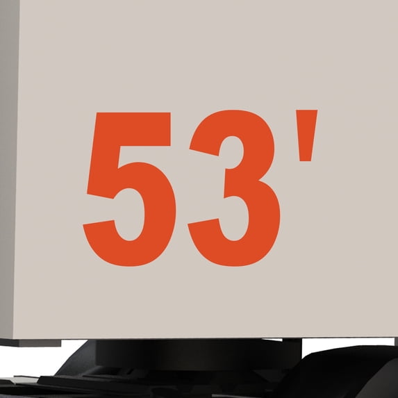 Set of 2 - 53' 53 ft 53 feet Trailer Length Vinyl Decal Sticker - Many Colors & Sizes - Trailer Sign Semi-Trailer Length Number Truck Safety Markings for Dry Van and Reefer Trailers (7" x 5", Orange)