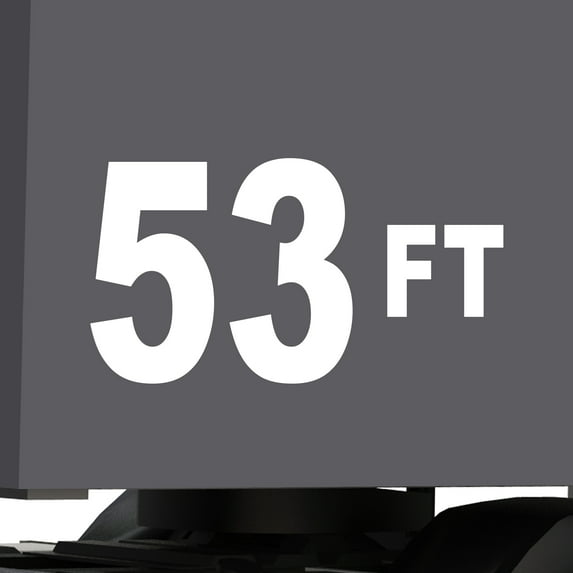 Set of 2 - 53 feet 53 ft 53' Trailer Length Vinyl Decal Sticker - Many Colors & Sizes - Trailer Sign Semi-Trailer Length Number Truck Safety Markings for Dry Van and Reefer Trailers (9" x 5", White)