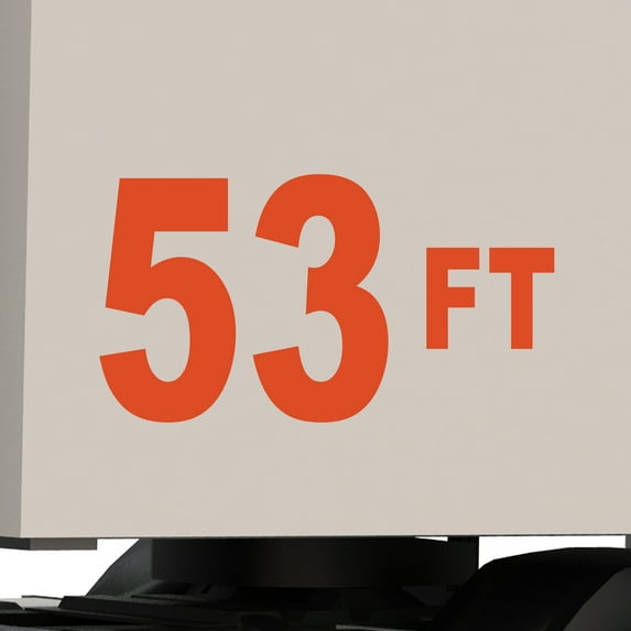 Set of 2 - 53 feet 53 ft 53' Trailer Length Vinyl Decal Sticker - Many Colors & Sizes - Trailer Sign Semi-Trailer Length Number Truck Safety Markings for Dry Van and Reefer Trailers (15" x 8", Orange)