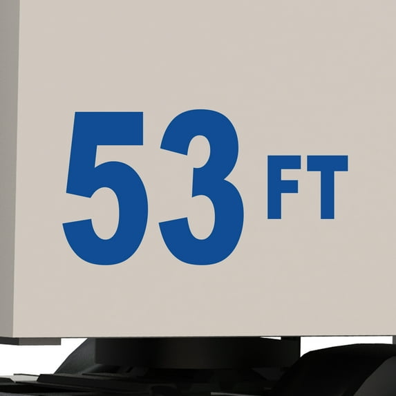 Set of 2 - 53 feet 53 ft 53' Trailer Length Vinyl Decal Sticker - Many Colors & Sizes - Trailer Sign Semi-Trailer Length Number Truck Safety Markings for Dry Van and Reefer Trailers (15" x 8", Blue)