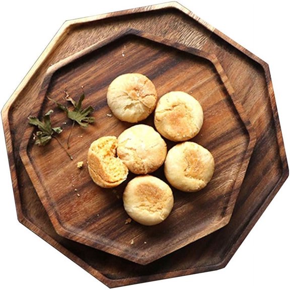 Set of 2 Acacia Wooden Trays Serving Platters Round Square Veggie Serving Tray Decor Bread Charcuterie Board Fruit Hosting Essentials Cheese Platter Vegetable Food Dish Charger Plate Charcuterie Boar