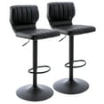 thumbnail image 1 of Set of 2 Adjustable Bar Stools with Back, Modern Armless PU Leather Counter Height Barstools, 360° Swivel Chairs with Thick Cushions for Kitchen Dining Pub Cafe (Black), 1 of 11