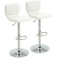 thumbnail image 1 of Set of 2 Adjustable Bar Stools with Back, Modern Armless PU Leather Counter Height Barstools, 360° Swivel Chairs with Thick Cushions for Kitchen Dining Pub Cafe (White), 1 of 10