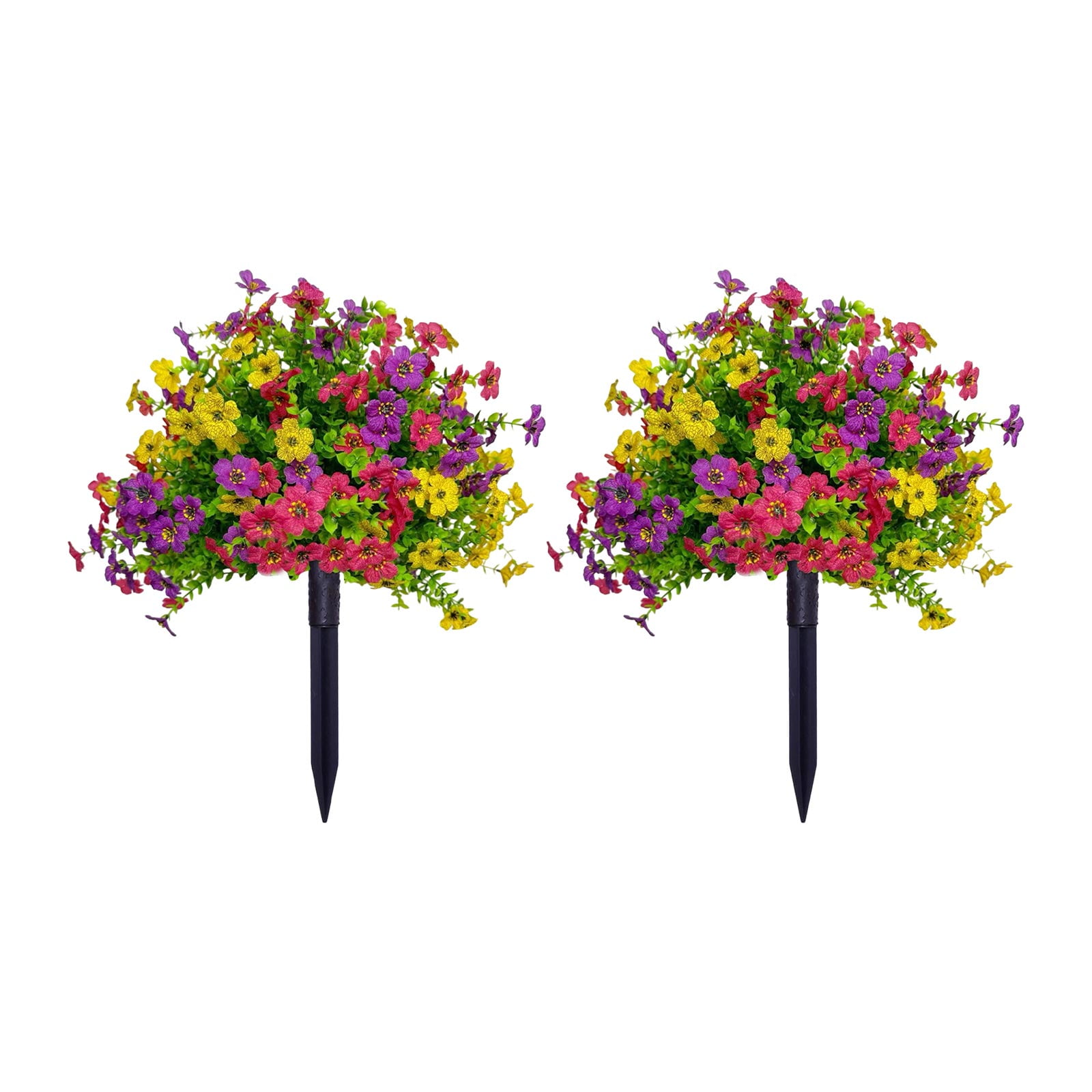 Set of 2 Artificial Spring Flower Topiary Ball Ground Stakes, 22 ...