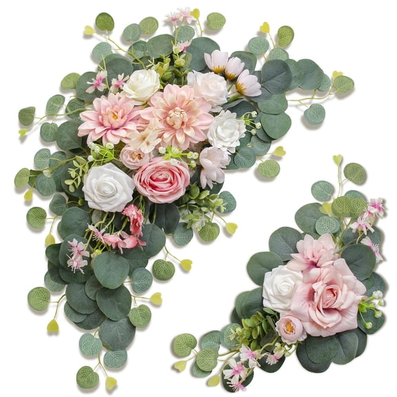 Set of 2 Artificial Wedding Arch Flowers for Wedding Welcome Sign, Banquet and Reception Decoration, Ceremony Backdrop Floral Arrangements, and Bridal Shower Decor