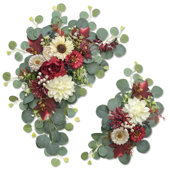 Set of 2 Artificial Wedding Arch Flowers for Wedding Welcome Sign, Banquet and Reception Decoration, Ceremony Backdrop Floral Arrangements, and Bridal Shower Decor