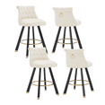 thumbnail image 1 of Set of 2 Back Pull Point Design, Velvet Material, 360 Degree Rotation, Back Pull Loop Detachable Design, Rivet Decoration, Square Foot Wooden Bar Chair (Beige), 1 of 12