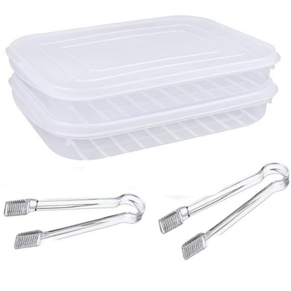 Set of 2 Bacon Preserver Boxes with Lids, with 2 Pcs Buffet Serving Tongs, Plastic Deli Meat Storage Containers, Freshness-Keeping Refrigerator Organizer Bins, Stackable Cheese Keeper