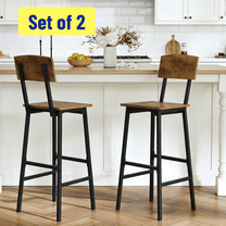 Rustic Steel Bar CONCETTA 26in Counter Height Bar Stools Set of 2, Mid Back Armless ...