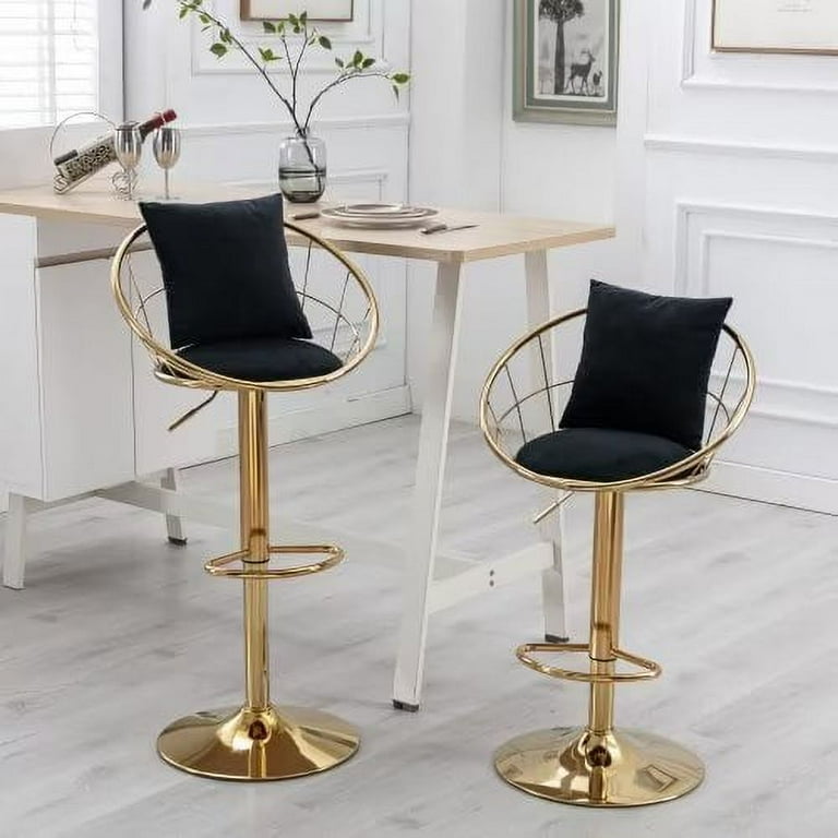 Set of 2 Bar Stools Mid Century Swivel Counter Height Stool with Back Adjustable Vintage Retro Bar Set Guitar bar Stool for Kitchen and Home Pub Black