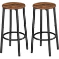 thumbnail image 1 of Set of 2 Bar Stools: Round Height Kitchen Stools with Footrest, Sturdy Steel Frame, Rustic Brown – Ideal for Dining Room, Kitchen, Party, Easy Assembly, 1 of 10