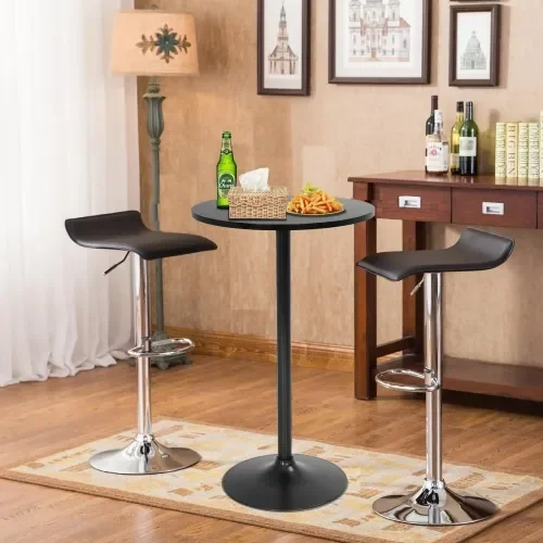 Set of 2 Bar Table, 23.5" W x 35" H Pub Table, Round High Top Table with Metal Base, MDF Tabletop Modern Cocktail Tables for Parties, Bar, Bistro, Party, Black