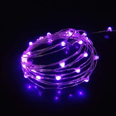 Set of 2 Battery Operated Mini Led Light,Indoor Fairy Light with Timer 6 Hours on/18 Hours Off for Halloween Christmas Party Decoration,30 Count LEDs,10 Feet Silver Wire (Purple Color)