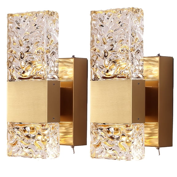 Set of 2 Battery Operated Wall Sconces, 12000mAh Rechargeable, Golden LED, Remote Control, Dimmable Wall Lamp for Bedroom, Living Room, Dining Room, Entryway, Vanity