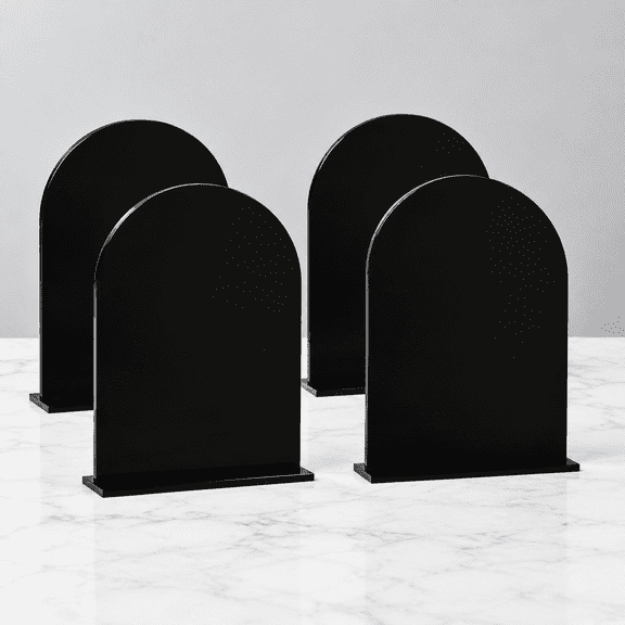 Set of 2 Black Acrylic Wedding Signs for Reception, 5"x7" Black Arched Acrylic Table Sign and Base | Cards and Gifts | Guest Book | Modern Font TableTop Reception Sign for Wedding & Party Event