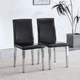 thumbnail image 1 of Set of 2 Black Pu Backrest Chairs with Silver Metal Legs -A Perfect Match for Minimalist and Modern Home Styles, with Dimensions of 16.2*18.5*34.6 Inches, 1 of 9
