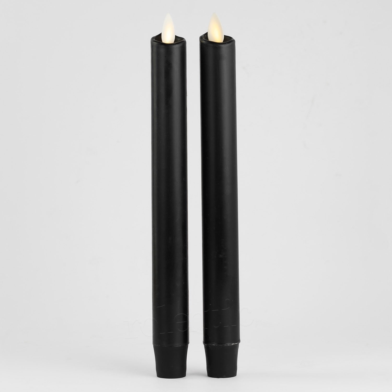 Set of 2 Black Single Wax Flameless Candle Tapers, Moving Flame LED Candle (0.9 x 9.5 inch),Unscented Real Wax with Dripped Top Timer Function, Table, Mantel, Holiday Decoration