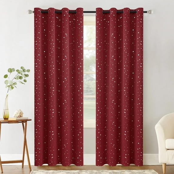 Blackout Silver Twinkle Stars Curtain Pair, Silver Grommet Top Window Panels for Bedroom, Kids Room, Sun Blocking Thermal Insulated (40" W x 84" L)