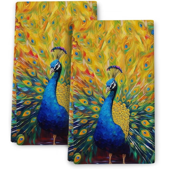 Set of 2 Blue Birds Kitchen Towels Cute Botanic Absorbent Decorative Dish Towels Tea Towels Hand Towels for Kitchen Farmhouse Bar, Gifts for Bird Lovers, Kitchen Decor Accessories