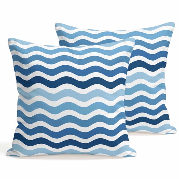Set of 2 Blue Gradient Pillow Covers 20x20 Inch, Water Ripple Striped Modern Decorative Throw Pillow Cases Cotton Cushion Covers for Sofa Couch Bed Living Room Bedroom Home Decor
