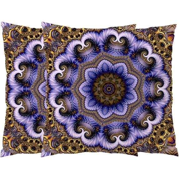 Set of 2 Bohemian Throw Pillow Covers Retro Floral Mandala Compass Medallion Boho Pillow Cover Decorative Geometric Throw Pillows for Sofa Couch Bedroom 18 x 18