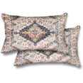 thumbnail image 1 of Set of 2 Boho Style Throw Pillow Cover Ethnic Design Pattern Linen Persian Carpet Tribal Pattern Throw Pillow Case Cushion Cover Home Office Decorative Square 12x20 inch, 1 of 6