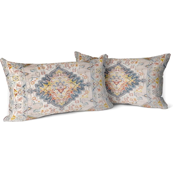 Set of 2 Boho Style Throw Pillow Cover Ethnic Design Pattern Short Plush Persian Carpet Tribal Pattern Throw Pillow Case Cushion Cover Home Office Decorative Square 12x20 inch