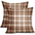 thumbnail image 1 of Set of 2 Brown Plaid Pillow Covers 20x20Inch Grey Cream Buffalo Plaid Tartan Print Winter Decorative Outdoor Pillowcases Farmhouse Rustic Throw Cushion Case Decor for Home Couch Sofa Bed, 1 of 15