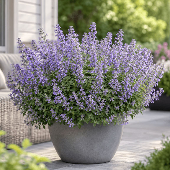 Set 2 Cat Mint Plants Live for Planting, Purrsian Blue Catmint Herb in Home Garden, 2-4 Inch Tall