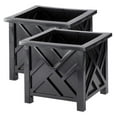 thumbnail image 1 of Set of 2 Chippendale Planter Boxes, Black, Outdoor Décor – Plant Holder for Garden, Patio and Lawn, Weather-Resistant Polypropylene – 14 ¾” sq. x 13 ¼ H Overall Black Set of 2, 1 of 5