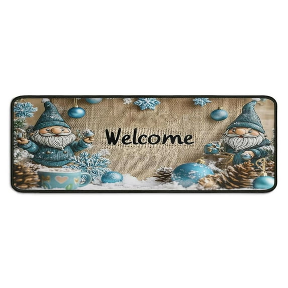 Set Of 2 Christmas Kitchen Rugs Christmas Snowflake Gnomes Short Kitchen Rugs and Mats Non Skid Kitchen Rugs and Matsfor Cook Home Decor (47x17+30x17 Inches)