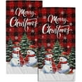 thumbnail image 1 of Set of 2 Christmas Snowman Red Dish Towels Winter Snow Bathroom Hand Towels 28.3x14 Inch  Cute Snowman Snowflake Decorative Bath Towel for Kitchen Gym Spa Hotel, 1 of 8